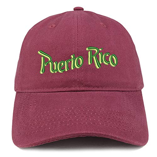 Trendy Apparel Shop Puerto Rico Embroidered Soft Crown 100% Brushed Cotton Cap