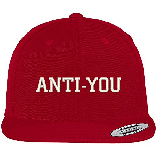 Trendy Apparel Shop Anti-You Embroidered Flat Bill Snapback Cap