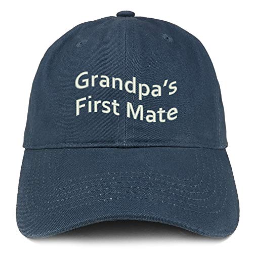 Trendy Apparel Shop Grandpa's First Mate Embroidered Soft Crown 100% Brushed Cotton Cap
