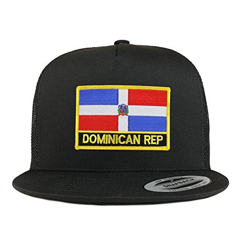 Trendy Apparel Shop Dominican Republic Flag 5 Panel Flatbill Trucker Mesh Cap