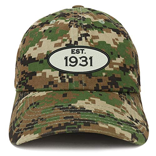 Trendy Apparel Shop 90th Birthday Established 1931 Soft Crown Brushed Cotton Cap