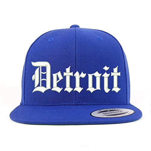 Trendy Apparel Shop Old English Font Detroit City Embroidered Flat Bill Cap