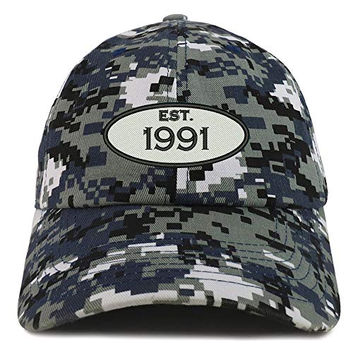 Trendy Apparel Shop 30th Birthday Established 1991 Soft Crown Brushed Cotton Cap