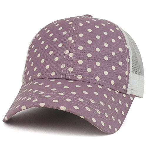 Trendy Apparel Shop Women's Polka Dots Printed Mesh Back Trucker Cap