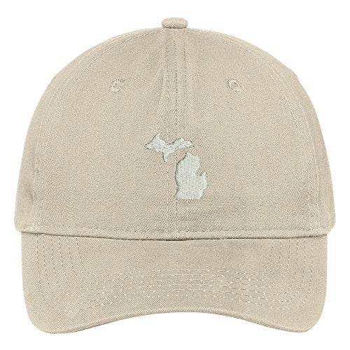 Trendy Apparel Shop Michigan State Map Embroidered Low Profile Soft Cotton Brushed Baseball Cap