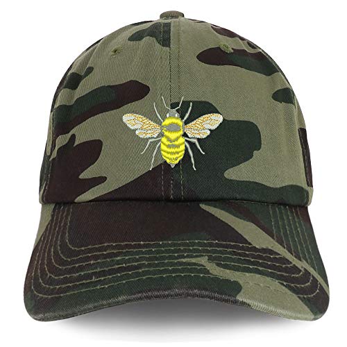 Trendy Apparel Shop Bumble Bee Embroidered Brushed Cotton Cap