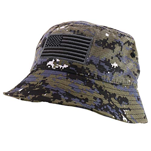 Trendy Apparel Shop US American Flag Embroidered Cotton Bucket Hat