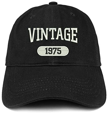 Trendy Apparel Shop Vintage 1975 Embroidered 46th Birthday Relaxed Fitting Cotton Cap
