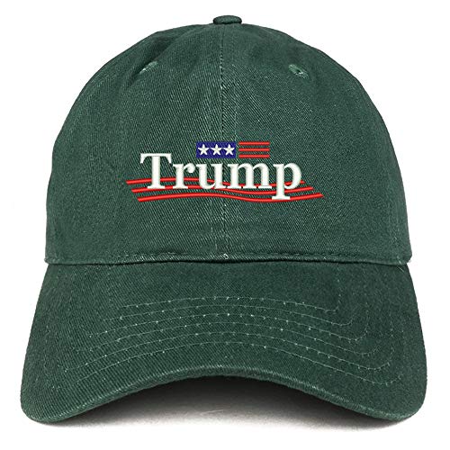 Trendy Apparel Shop Trump Wavy Small Flag Embroidered 100% Cotton Adjustable Cap Dad Hat