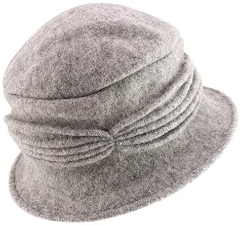 Trendy Apparel Shop Women's Boiled Wool Flowers Accent Ribbed Bucket Cloche Hat