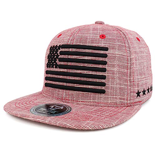 Trendy Apparel Shop USA Flag Stars and Stripes Embroidered Flatbill Snapback Cap