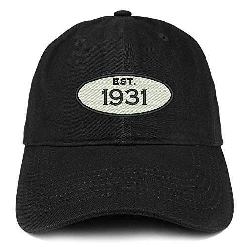 Trendy Apparel Shop 90th Birthday Established 1931 Soft Crown Brushed Cotton Cap