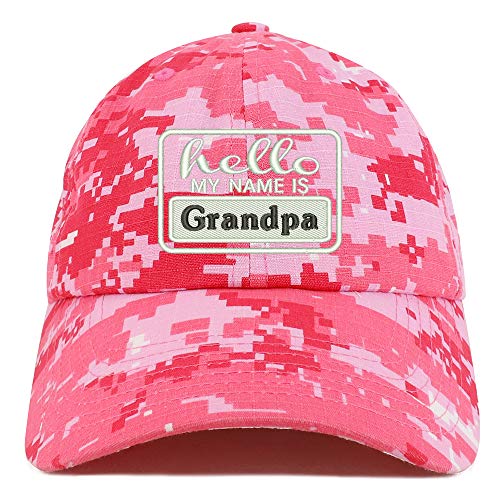 Trendy Apparel Shop Hello My Name is Grandpa Soft Crown 100% Brushed Cotton Cap