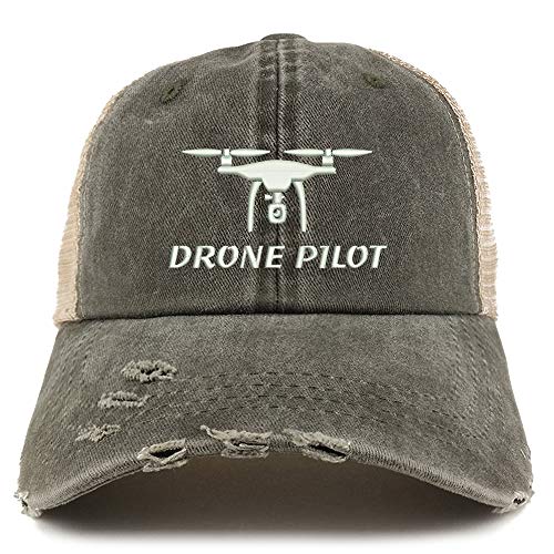 Trendy Apparel Shop Drone Pilot Embroidered Frayed Bill Trucker Mesh Back Cap