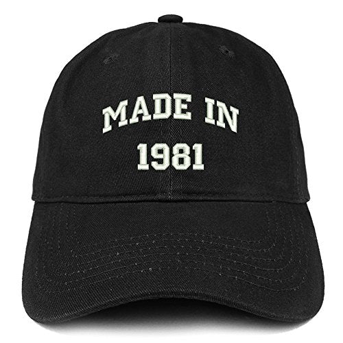 Trendy Apparel Shop Made in 1981 Text Embroidered 40th Birthday Brushed Cotton Cap