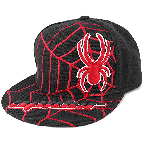Trendy Apparel Shop Kids Size Spider Text Flatbill Snapback Cap with Large Web and Spider
