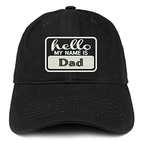 Trendy Apparel Shop Hello My Name is Dad Soft Crown 100% Brushed Cotton Cap