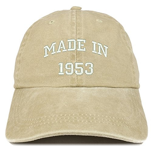 Trendy Apparel Shop Made in 1953 Text Embroidered 68th Birthday Washed Cap