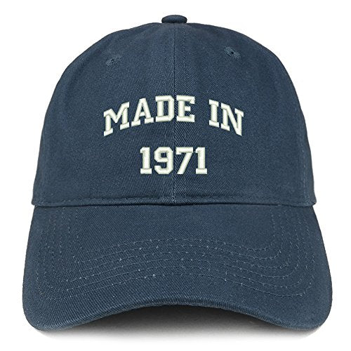 Trendy Apparel Shop Made in 1971 Text Embroidered 50th Birthday Brushed Cotton Cap