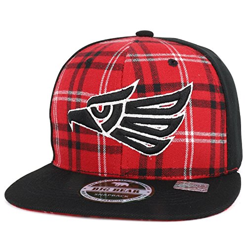 Trendy Apparel Shop Hecho En Mexico Eagle 3D Embroidered Check Plaid Snapback Cap