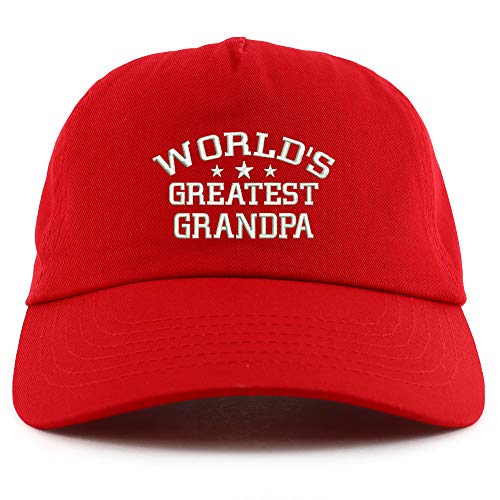 Trendy Apparel Shop World's Greatest Grandpa Embroidered 5 Panel Unstructured Soft Crown Baseball Cap
