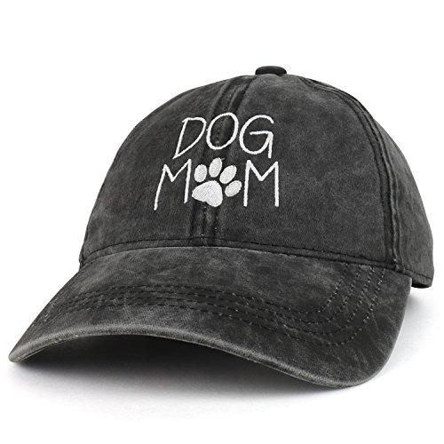 Trendy Apparel Shop Dog Mom Text Embroidered Washed Cotton Baseball Cap