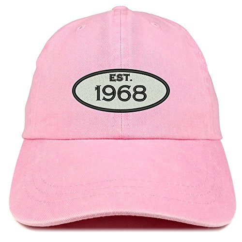 Trendy Apparel Shop Established 1968 Embroidered 53rd Birthday Gift Pigment Dyed Washed Cotton Cap