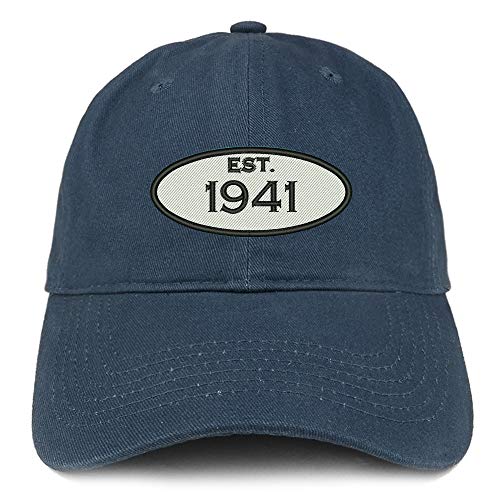 Trendy Apparel Shop 80th Birthday Established 1941 Soft Crown Brushed Cotton Cap