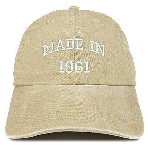 Trendy Apparel Shop Made in 1961 Text Embroidered 60th Birthday Washed Cap