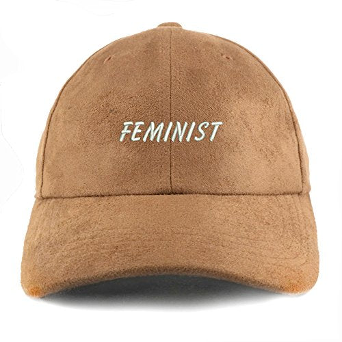 Trendy Apparel Shop Feminist Embroidered Faux Suede Leather Adjustable Cap