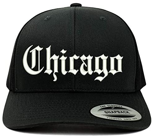 Trendy Apparel Shop Old English Font Chicago City Embroidered 6 Panel Mesh Cap