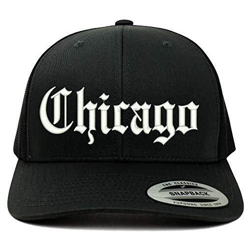 Trendy Apparel Shop Old English Font Chicago City Embroidered 6 Panel Mesh Cap