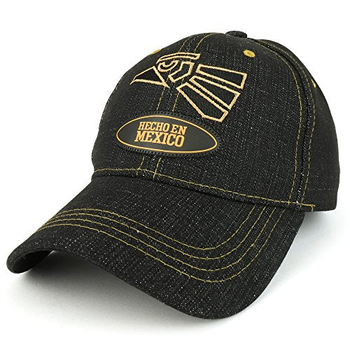 Trendy Apparel Shop Hecho EN Mexico Eagle Embroidered Denim Structured Baseball Cap
