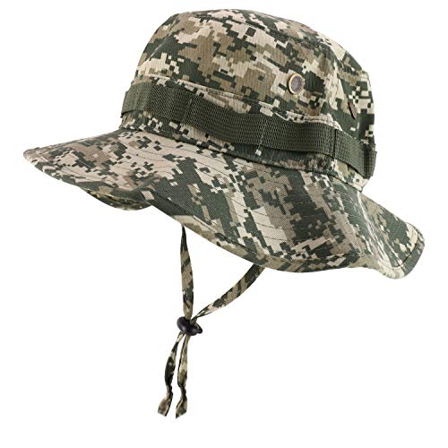 Trendy Apparel Shop Solid Color Outdoor Hunting Boonie with Chin Strip