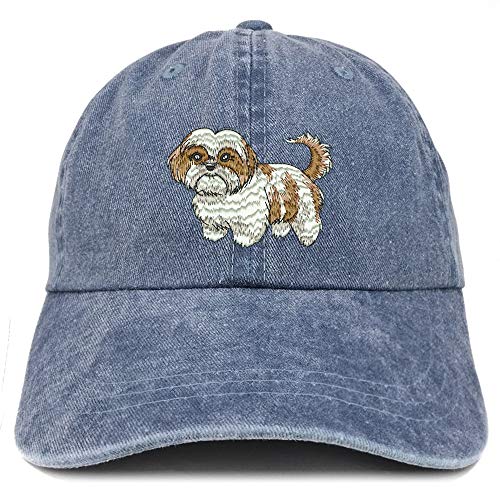 Trendy Apparel Shop Shih Tzu Embroidered Washed Low Profile Cap