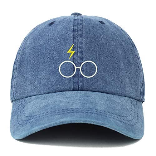 Trendy Apparel Shop XXL Harry Glasses Embroidered Unstructured Washed Pigment Dyed Baseball Cap