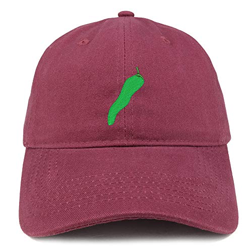 Trendy Apparel Shop Jalapeno Pepper Embroidered Soft Crown 100% Brushed Cotton Cap