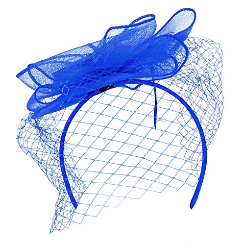 Trendy Apparel Shop Feather Flower Bow Fascinator Headband with Mesh Net