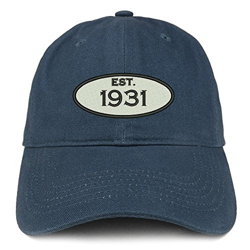 Trendy Apparel Shop Established 1931 Embroidered 90th Birthday Gift Soft Crown Cotton Cap