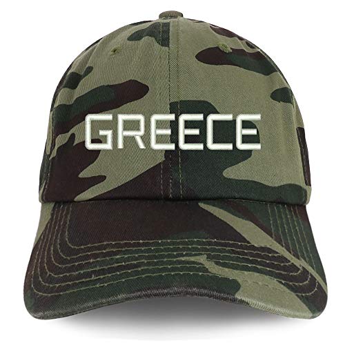 Trendy Apparel Shop Greece Text Embroidered Soft Crown 100% Brushed Cotton Cap
