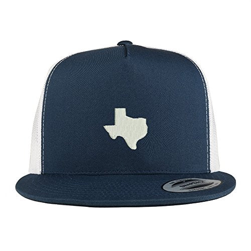 Trendy Apparel Shop Texas State Map Embroidered 5 Panel Flat Bill 2-Tone Trucker Mesh Cap