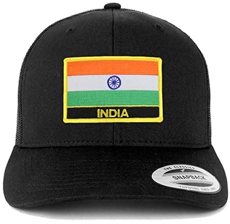 Trendy Apparel Shop India Flag Patch Retro Trucker Mesh Cap