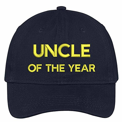 Trendy Apparel Shop Uncle of The Year Embroidered Adjustable Cotton Twill Baseball Cap