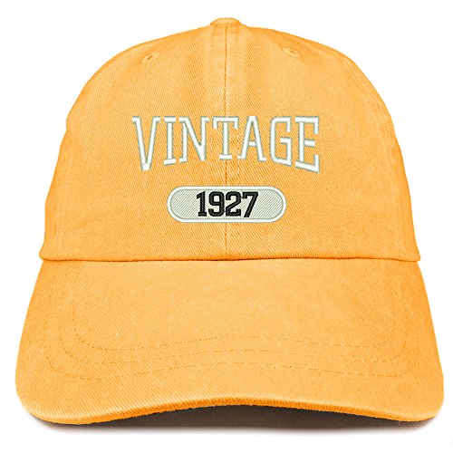 Trendy Apparel Shop Vintage 1927 Embroidered 94th Birthday Soft Crown Washed Cotton Cap