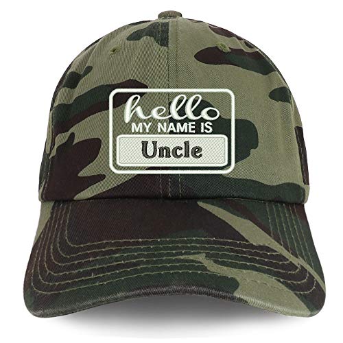 Trendy Apparel Shop Hello My Name is Uncle Soft Crown 100% Brushed Cotton Cap