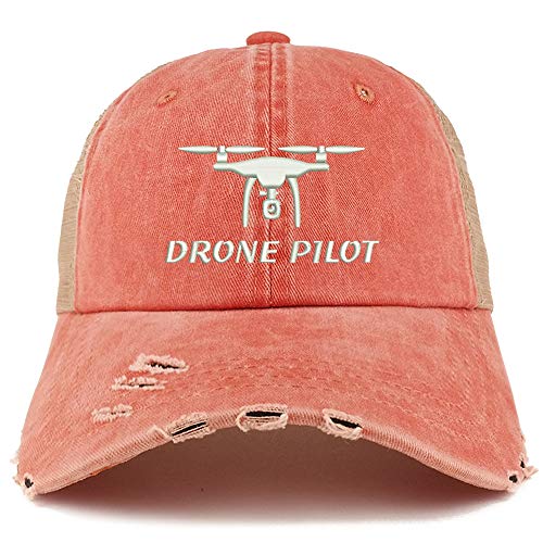 Trendy Apparel Shop Drone Pilot Embroidered Frayed Bill Trucker Mesh Back Cap