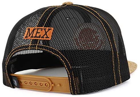Trendy Apparel Shop Mexico Coat of Arms Embroidered Corked Bill Denim Mesh Cap