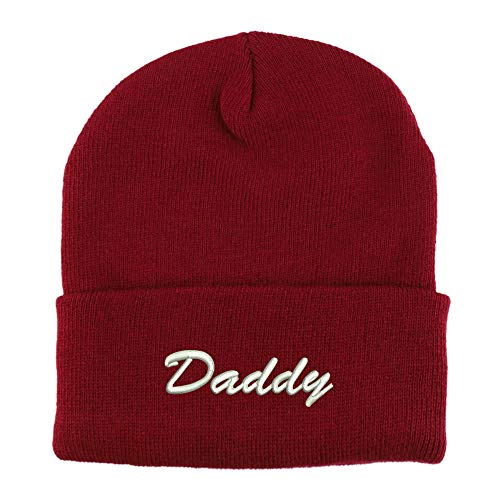Trendy Apparel Shop Daddy Script Font Embroidered Winter Long Cuff Beanie