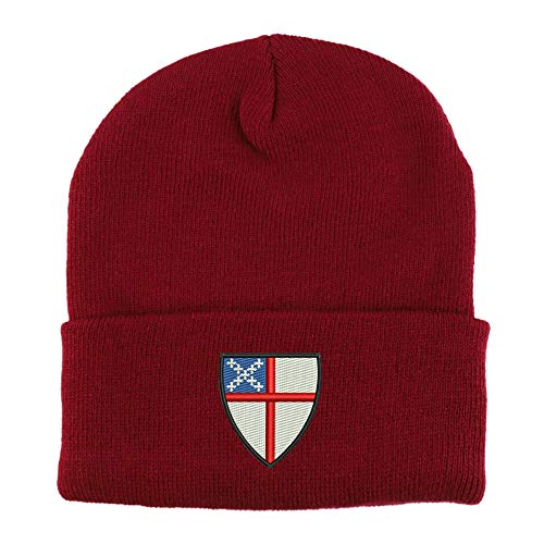 Trendy Apparel Shop Episcopal Shield Embroidered Winter Long Cuff Beanie