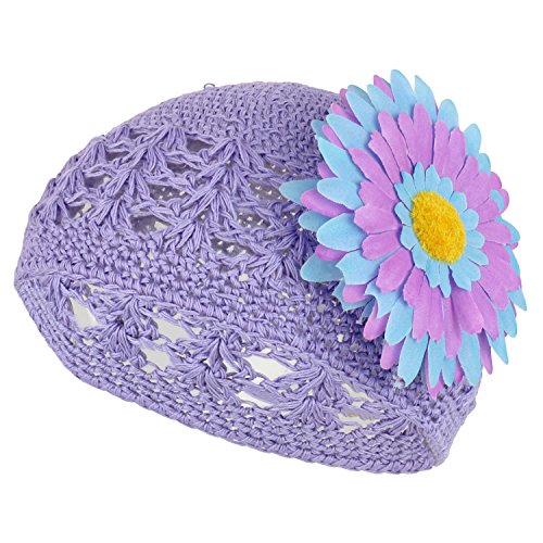 Trendy Apparel Shop Baby to Toddler Crochet Beanie hat with Removable Flower Pin
